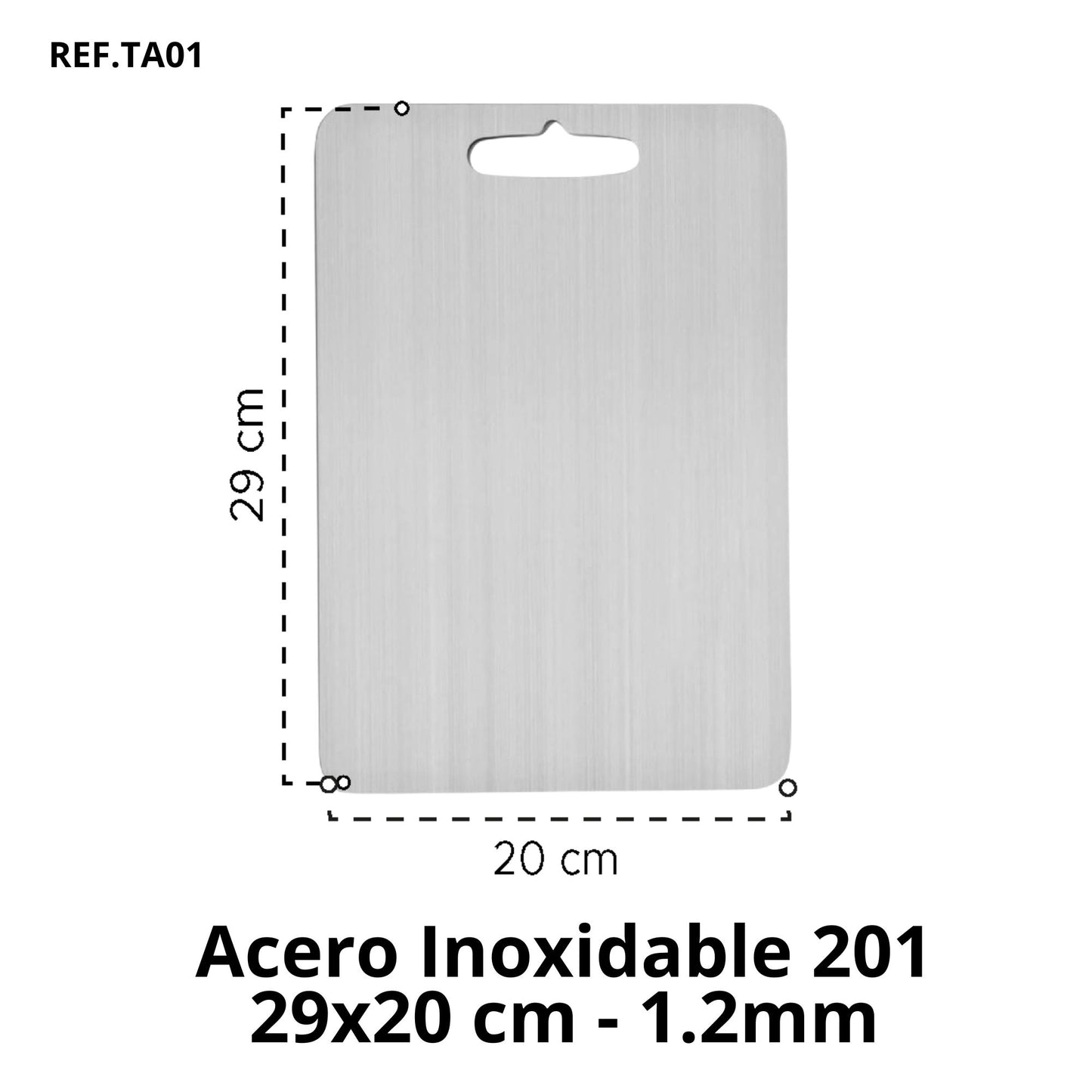 TITANBOARD® - Tabla de Picar de 100% Acero Inoxidable 29 x 20 cm.