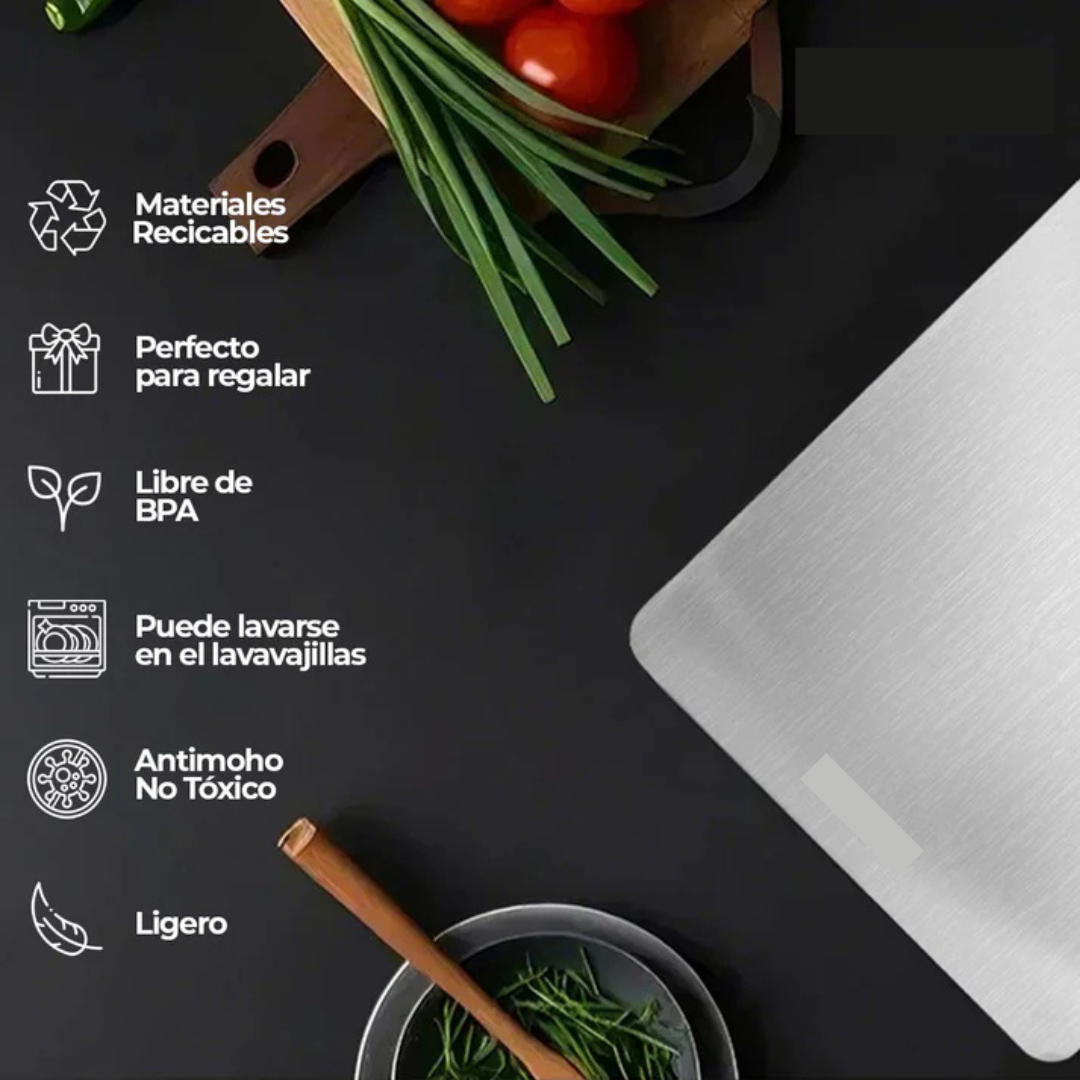 TITANBOARD® - Tabla de Picar de 100% Acero Inoxidable 39 x 28 cm.