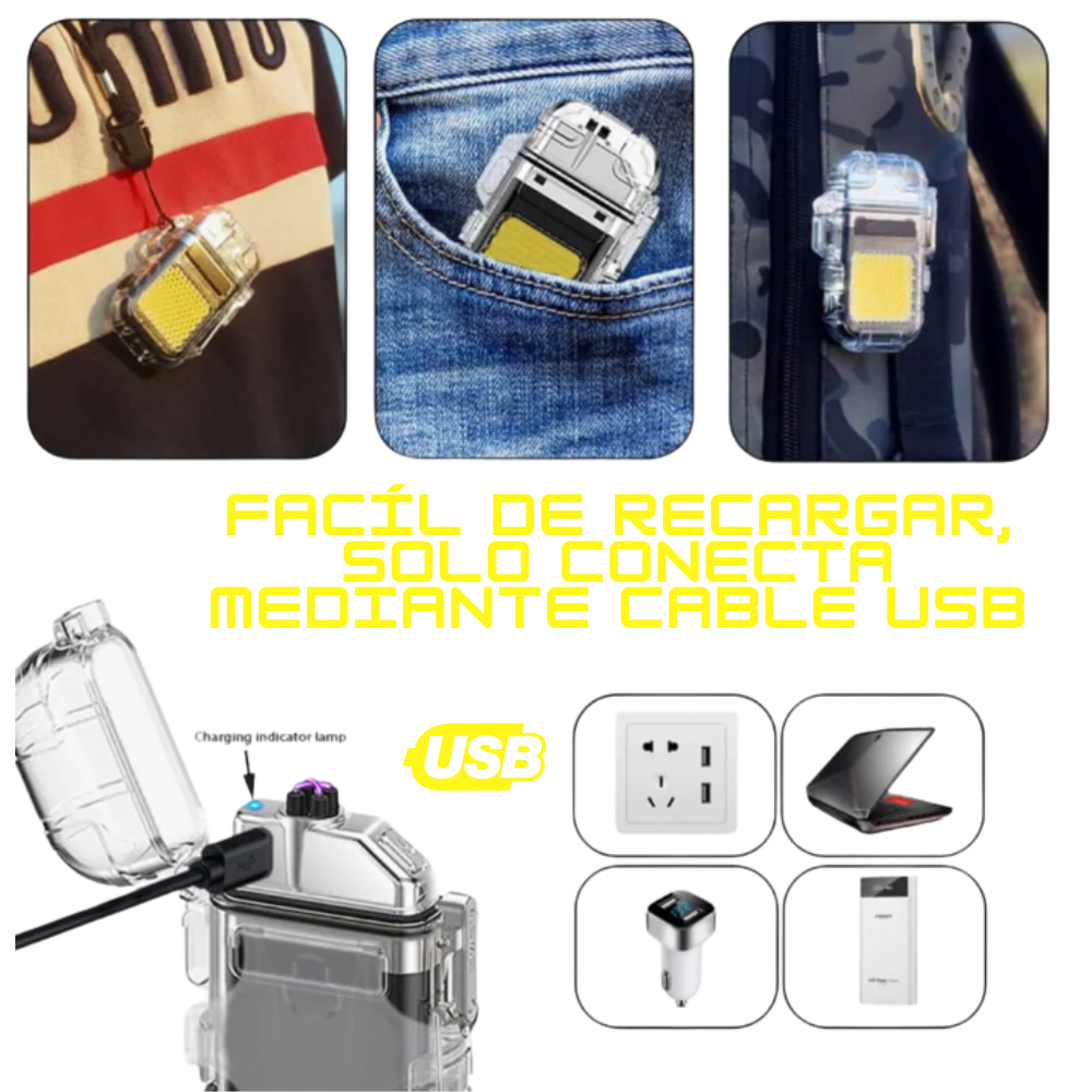 Encendedor de Plasma  2 en 1 - Fuego y luz, siempre a tu alcance.