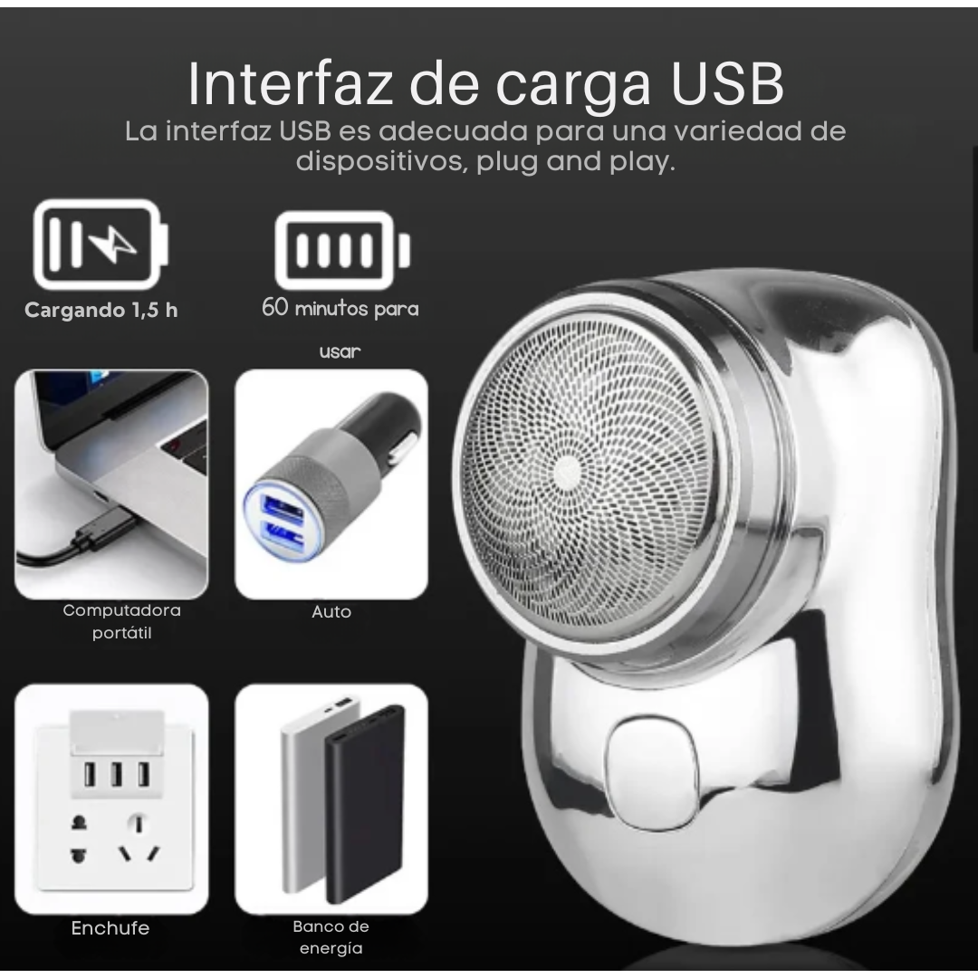 Mini Afeitadora Shaver Viajera Recargable - ¡Recortar la barba de forma rápida y sencilla!